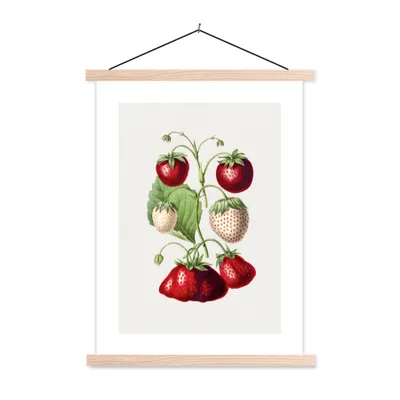 Produktbild von MuchoWow® Textilposter Erdbeere - Lebensmittel - Obst 120x160 cm mit holzfarbenen Rahmen - Plakatkarton