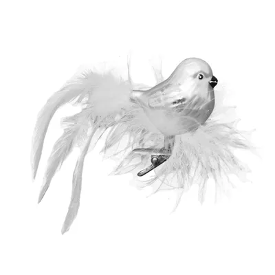 Produktbild von Krebs Glas Lauscha Anhänger - Vogel mit Federnest - Silber - Christbaumschmuck aus Glas - Größe ca.15 cm