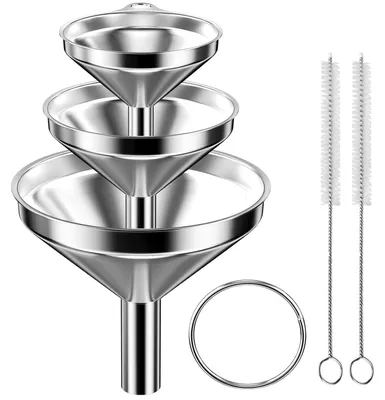 Produktbild von Trichter-Set, 3 Stück, 7,5 cm, Edelstahl, spülmaschinenfest, kompakt, silberfarben