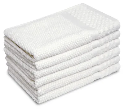 Produktbild von PHLOX Gästetücher Set - Popcorn Soft Kollektion - 30x50 cm - 6 Teilig - 100% Baumwolle - 500 g/m² - Weich - Saugfähig - Green - Weiß