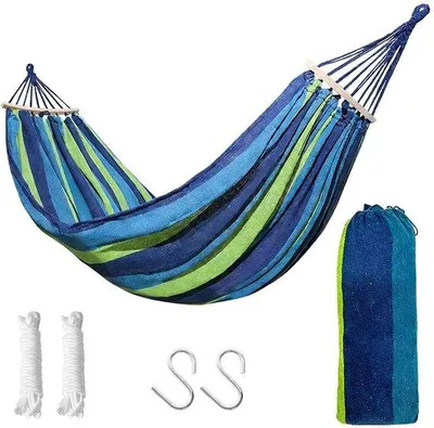 Productafbeelding van Camping Hangmat - Extra Groot Canvas Katoen - Geschikt voor Tuinen en Kamperen