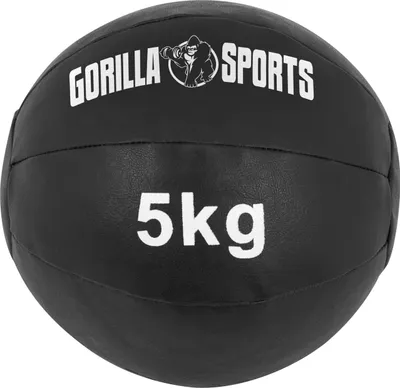 Produktbild von GORILLA SPORTS® Medizinball - 5kg Gewichte, 29cm, aus Leder, Schwarz - Trainingsball, Fitnessball, Gewichtsball, Slam Ball