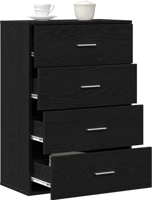 Image de vidaXL Sideboard noir imitation chêne 60 x 31 x 84 cm Matériau dérivé du bois