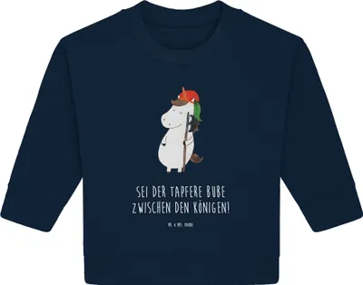 Produktbild von Mr. & Mrs. Panda Organic Baby Pullover Einhorn Junge 12. - 18. Monat - French Navy - Geschenk, Unicorn, Bullover, Mittelalter, Bube, Einhörner