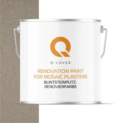 Produktbild von Q-COVER BUNTSTEINPUTZ-RENOVIERFARBE Kieselgrau RAL 7032 5L – UV- & Witterungsschutz, wasserabweisend, für Innen & Außen