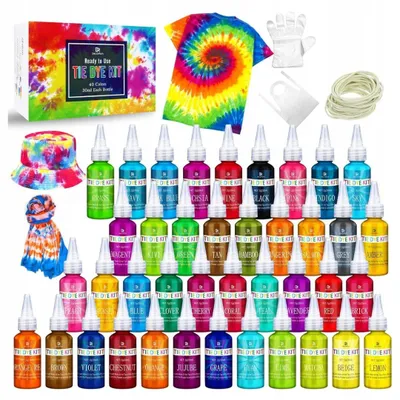 Zdjęcie produktu dla Kompletny Zestaw Farb Tekstylnych 40 Kolorów DIY Rękodzieło Ubrania 40x30ml