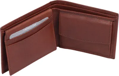 Produktbild von Minibörse Echtleder Brieftasche braun 11x8,5cm mit Sichtfach und geteiltem Scheinfach