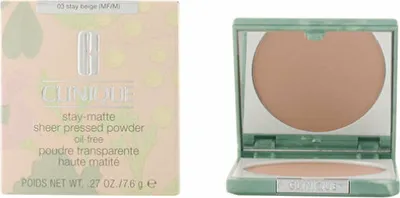 Produktbild von Clinique Stay-Matte Sheer Pressed Powder, Stay Beige, Matte, Frauen, Schwamm, Apply with Powder Brush or included sponge applicator. Can be used all over face, or just on oily...