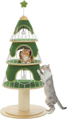 Produktbild von PURPURRA Kratzbaum Weihnachtsbaum mit Metal und 3 Höhlen, 130 cm