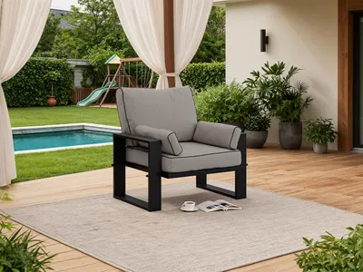 Produktbild von MKS MEBLE Einzelsessel, Gartenstühle, Wetterfest, Gartensessel, Outdoor Sessel - ELBA - grau