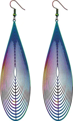 Produktbild von Mode Frauen Regenbogen Edelstahl Hohl Waterdrop Ohr Drop Haken Ohrringe-Regenbogen