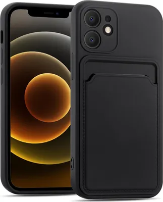 Produktbild von Handyhülle für Apple iPhone 12 Mini Hülle Silikon Schutzhülle mit Kartenfach Slim Wallet Case, Schwarz