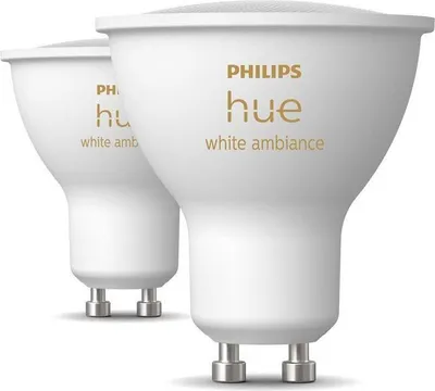 Image de Ampoules LED, Philips Hue, Spot GU10, Blanc chaud à blanc froid, Pack de 2