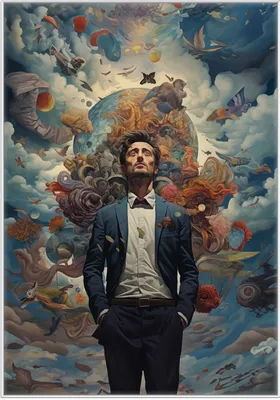 Produktbild von Wallario Wandbild Gedankenuniversum, Größe: 70,30 x 100,30 cm, Poster mit weißem Kunststoffrahmen