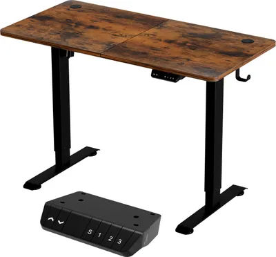 Produktbild von Faziango Höhenverstellbarer Schreibtisch 120 x 60 x (70-115) cm, Elektrisch Standing Desk mit USB-A/C Ladeanschluss, Memory-Steuerung Kollisionschutz Funktion, Gespleißte Platte Vintagebraun