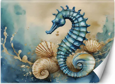 Produktbild von Vlies fototapete Seepferdchen 450x315 cm Feeby Blau inkl. Kleber einfache Montage