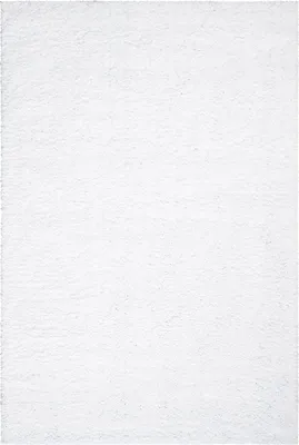 Produktbild von Shaggy Hochflor Teppich Wohnzimmer - 100x200 cm - Weiß - Einfarbige Schlafzimmer-Teppiche