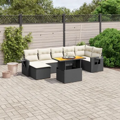 Produktbild von 8-tlg. Garten-Sofagarnitur - mit Kissen Schwarz Poly Rattan - Gartenmöbelset 3271861