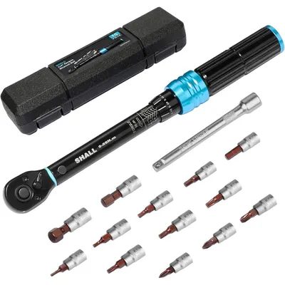 Productafbeelding van Set van 15 momentsleutels, 1/4 inch, 2-25 Nm, 72 tanden, voor fietsen en motorfietsen, blauw