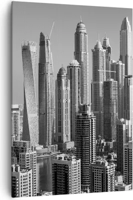 Produktbild von Bild auf Leinwand - Leinwandbild - Einteilig - Wolkenkratzer Fotografie Dubai - 70x100cm - Wand Bild - Wandbilder - Leinwanddruck - Wanddekoration - Leinwand bilder - Wandbild - PA70x100-4388