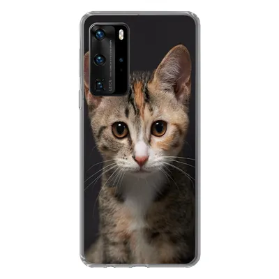 Produktbild von MuchoWow® Handyhülle Schutzhülle Hülle für Huawei P40 Pro Katze - Schwarz - Porträt Silikon Softcase Handy Hülle - Schutz