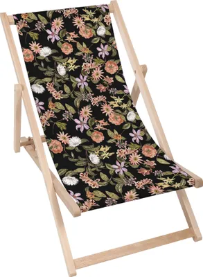 Produktbild von Dreamroots Liegestuhl klappbar Holz, bis zu 130 kg, Sonnenliege klappbar mit 3-stufiger Neigungsregulierung der Rückenlehne, Colorful Dark Jungle