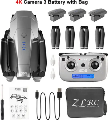 Produktbild von SG907 GPS Drohne mit 4K 1080P HD Dual Kamera 5G Wifi Mini VS E520S E58 Speicherbeutel Dreibatterie