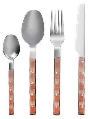 Produktbild von 24-teiliges Besteckset aus Silber mit rosa Griffen