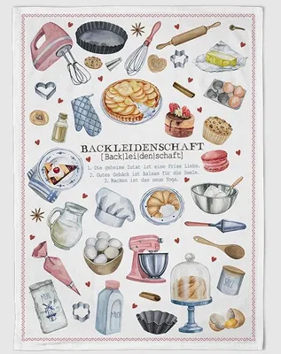 Produktbild von Geschirrtuch Backleidenschaft, Geschirrtücher Mitbringsel Geschenkidee, backen