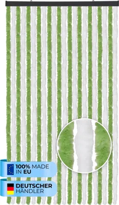 Produktbild von Flauschvorhang (100x200 cm) Türvorhang "Grün - Weiß" als Insektenschutz für Balkon, Terrasse oder Wohnmobil, Wohnwagen, Pavillon