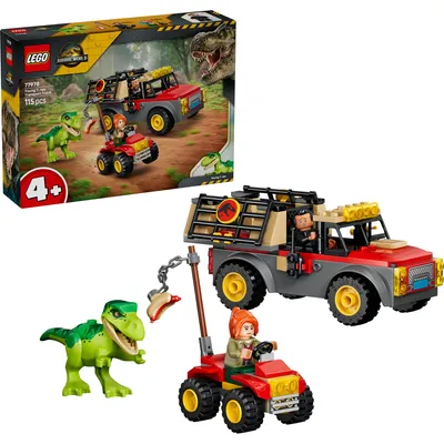 Produktbild von LEGO Jurassic World Transporter für den Jungen T.Rex - Spielzeug-Dino - Bauset für Rollenspiele mit einem T.Rex, 2 Minifiguren und einem Quad - Geschenk für Kinder ab 4 Jahren - 77978
