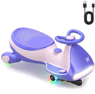Image de Voiture électrique pour enfants B0D3LRRCP6, roues lumineuses, bleu/rose