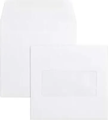 Produktbild von Briefumschläge 125x125mm 100g/qm haftklebend Sonderfenster VE=100 Stück weiß