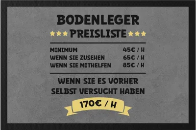 Produktbild von Bodenleger Preisliste Fußmatte Boden Gebäude Böden Fußboden Parkett Bodenbelag Räume Beruf Arbeit