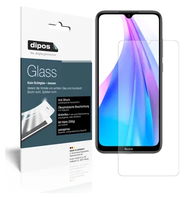 Produktbild von 2x Schutzfolie für Xiaomi Redmi Note 8T matt - Anti-Shock 9H Folie dipos Glass Kunststoffglas
