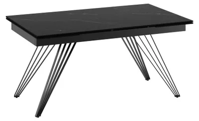 Produktbild von Ausziehbarer Tisch Match 1 mit mattschwarzer Marmorkeramikplatte und schwarzem Metallgestell – Modernes Industriedesign, 160/240 cm