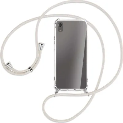 Produktbild von Handykette Backcover-Schutzhülle mit Band (Metall silberfarben) für Sony Xperia XA1 - broken white