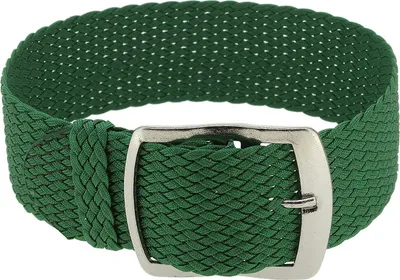 Produktbild von Minott Perlon Uhrenarmband 16mm grün geflochten Perlon Dornschließe, Stegbreite:16mm, Schließe:Silbern