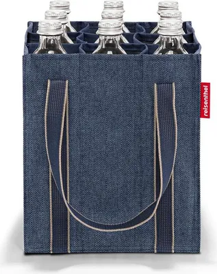 Produktbild von reisenthel bottlebag, Flaschentasche, Flaschenaufbewahrung, Herringbone Dark Blue, ZJ4113