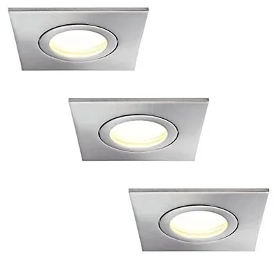 Zdjęcie produktu dla Reflektory LED do zabudowy ściemnialne kwadratowe łazienka 3 sztuki zestaw