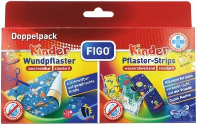 Produktbild von FIGO Wundverband Doppelpack Kids 50x6cm + Strips 10er