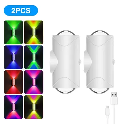 Image de Lampes de nuit LED - Appliques murales - Détecteur de mouvement - Rechargeables - Intensité variable - Interrupteur tactile - Lot de 2 - Blanc