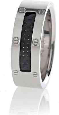 Produktbild von Karisma Edelstahl Karbon Ring Männer - matt poliert Kohlenstoffstahl - RG121 Breite 8mm - 57 (18.1)