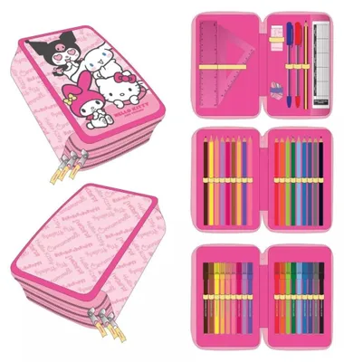 Produktbild von Hello Kitty Kawaii Cuties gefülltes 3-stöckiges Federmäppchen