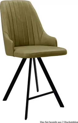 Produktbild von Thekenstuhl drehbar (2er-Set) Diannah 52x108x60 Schwarz/Olivgrün