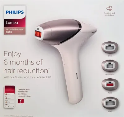 Produktbild von Philips Lumea Prestige Lumea IPL Series 9000 BRI958/00 IPL Haarentfernungsgerät mit SenseIQ, Rose, 4 Pinzette, Abdomen, Achsel, Bikini, Brust, Dekolleté, Kopf, Kinn, Jaw line, Oberlippe, Wechselstrom/Batterie, 100-240 V
