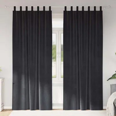 Immagine prodotto di Tende durevoli con drappeggi 2 pezzi Grigio scuro 140 x 245 cm Velluto - Tende e tendaggi Octo9493115 1pacco