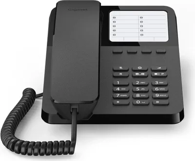 Produktbild von Gigaset DESK 400, Analoges Telefon, Kabelgebundenes Mobilteil, 10 Eintragungen, Schwarz