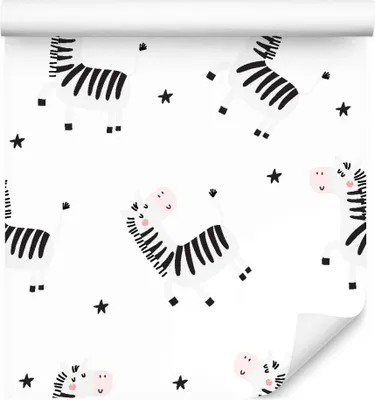 Produktbild von 10m VLIES TAPETE Rolle Kinderzimmer Wildtiere Zebras Himmel Sterne XXL