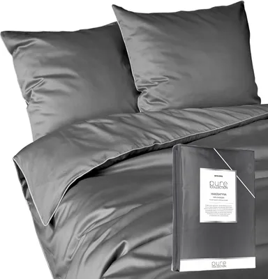 Produktbild von Bettwäsche, Baumwoll-Makosatin, einfarbig 200x220 Dunkelgrau